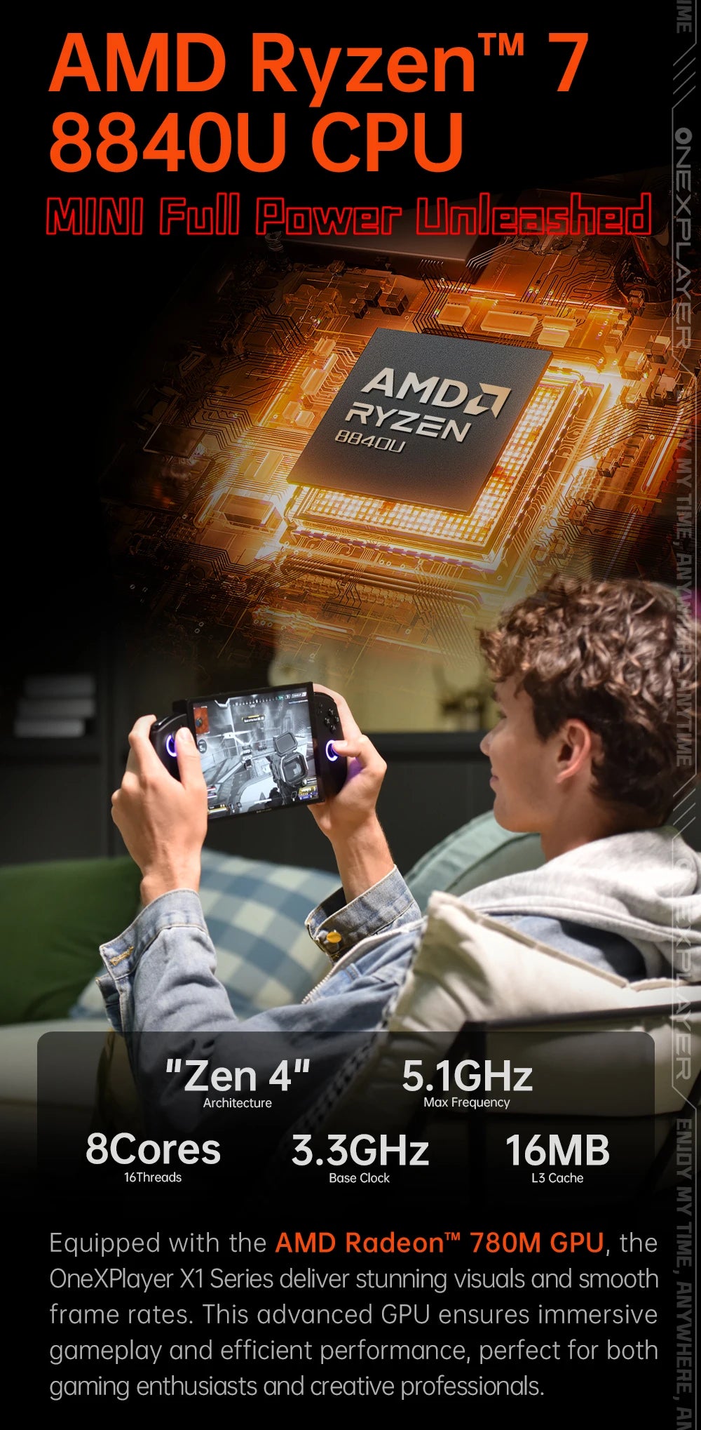 OneXPlayer X1 mini AMD R7-8840U PC Game Console 3 IN 1 Laptop Tablet 8.8 Inch LTPS Touch Screen Computer Detachable Controller