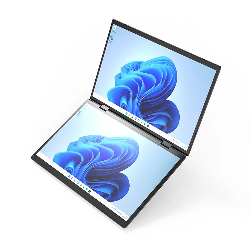 Intel N100 CPU Dual Screen Laptop 14"+14 " 2K Touch Screen Notebook 32GB 360 Degree Flip Metal Case 2 in 1 Laptop Computer