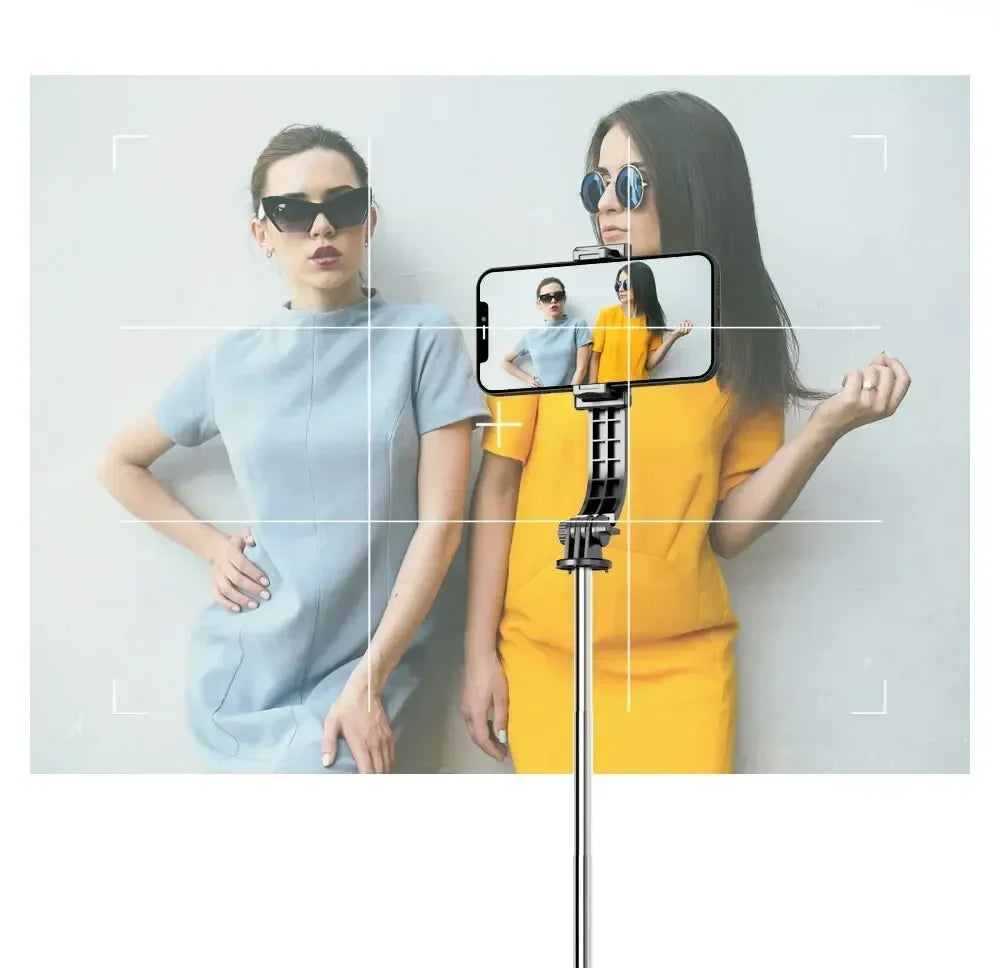 Wireless Selfie Stick for Smartphone, Foldable Tripod with Bluetooth Remote, Portable Stand, Vlog Shooting Record, 44"
