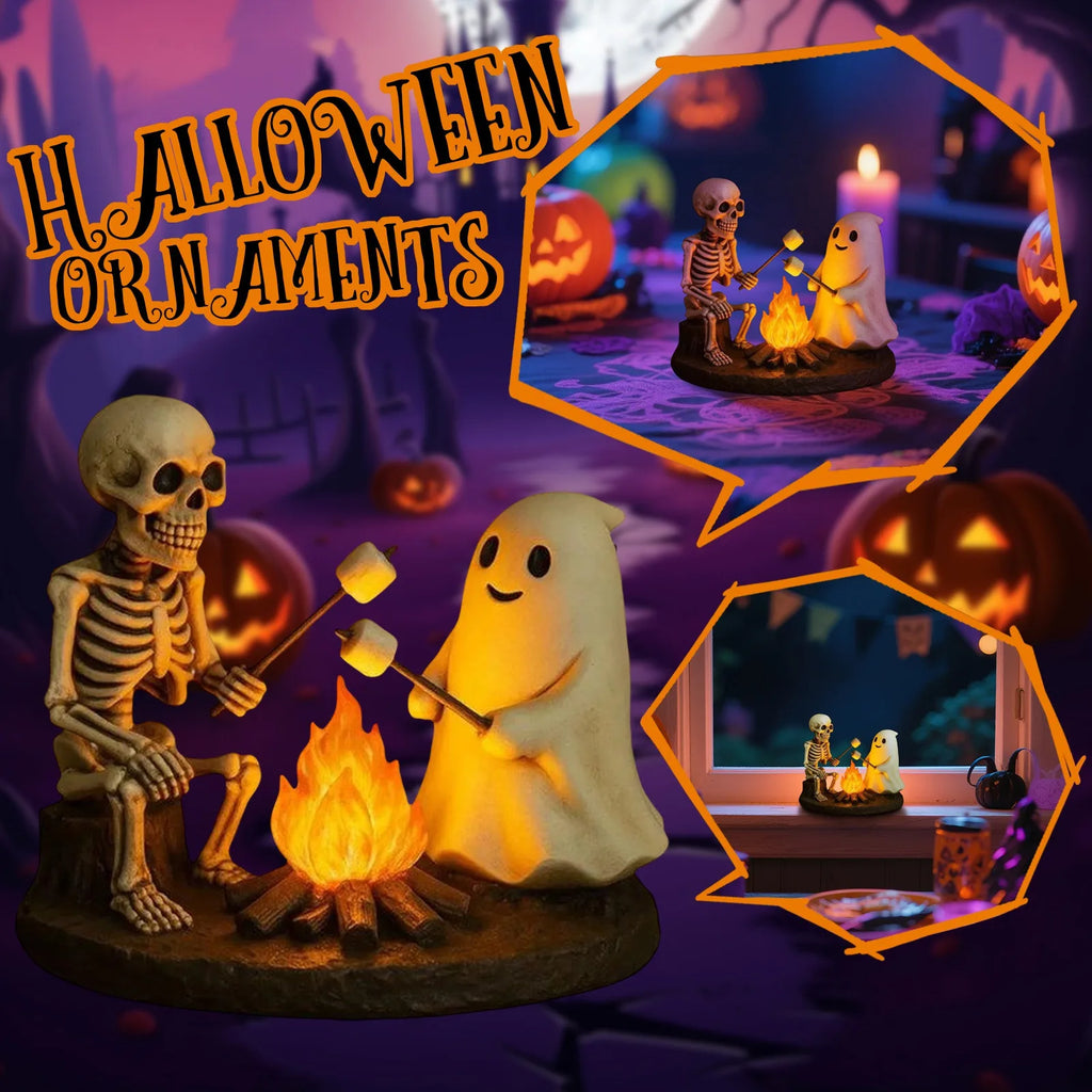 Halloween Skeleton Ghost Bonfire Night Lamp , Flickering Ghost Skeleton Decoration | Indoor Lighting for Mantel Bedside Living R