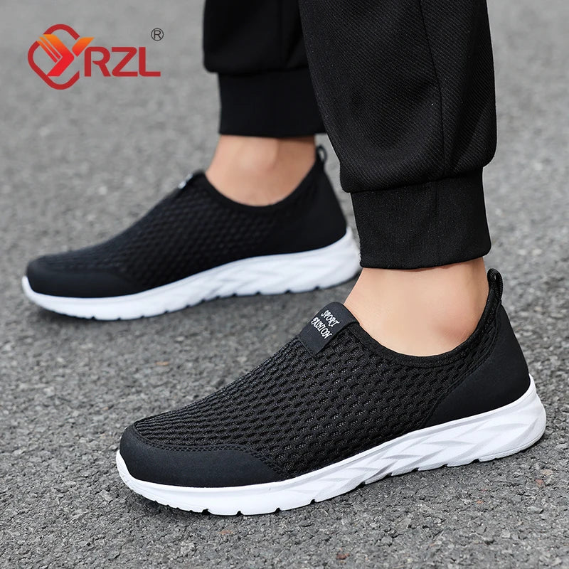 YRZL Men's Shoes Breathable Mesh Men Casual Shoes Outdoor Anti-Slip Large Size Loafers Walking Lightweight Mens Tennis Shoes