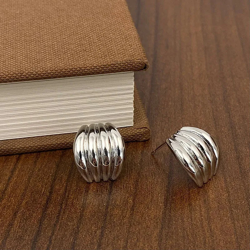 Punk Oval Hoop Earrings Metallic Geometric Ear Buckle Minimalist Style U-shaped Ear Buckle Daily Life Earring Accessories