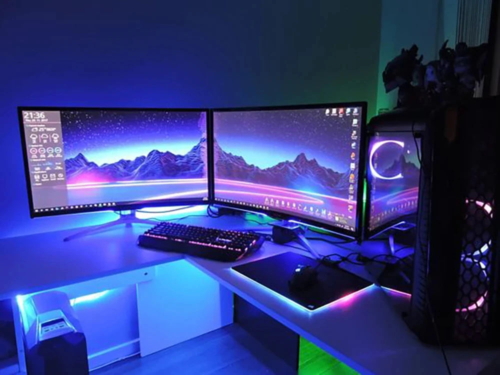 LED TV Backlights,5V USB LED Strip Lights with Bluetooth 24 Keys Remote,5050 RGB DIY Color Changing Lights for Bedroom Party