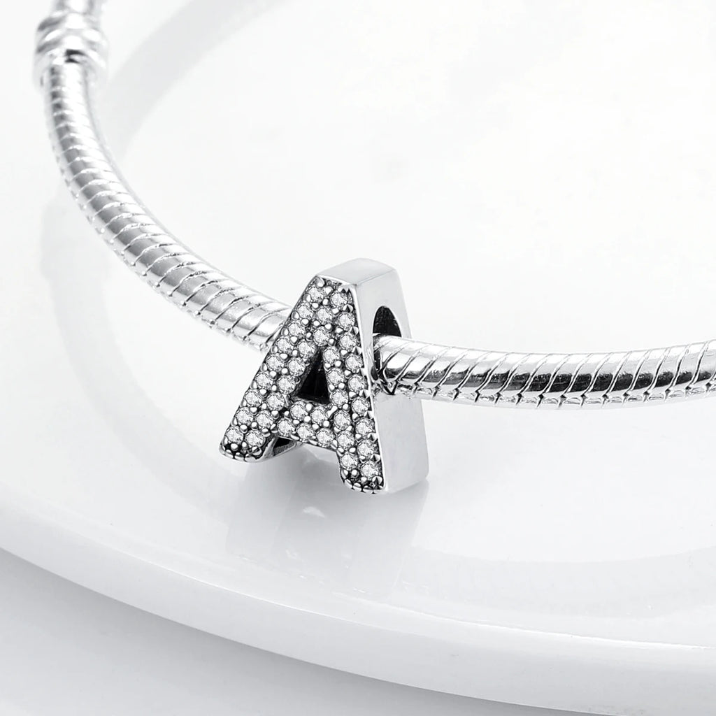 Fit Original 925 Sterling Silver Letter Charms Beads A-Z Golden Love Alphabet Charms For Women Fine DIY Birthday Jewelry Gifts