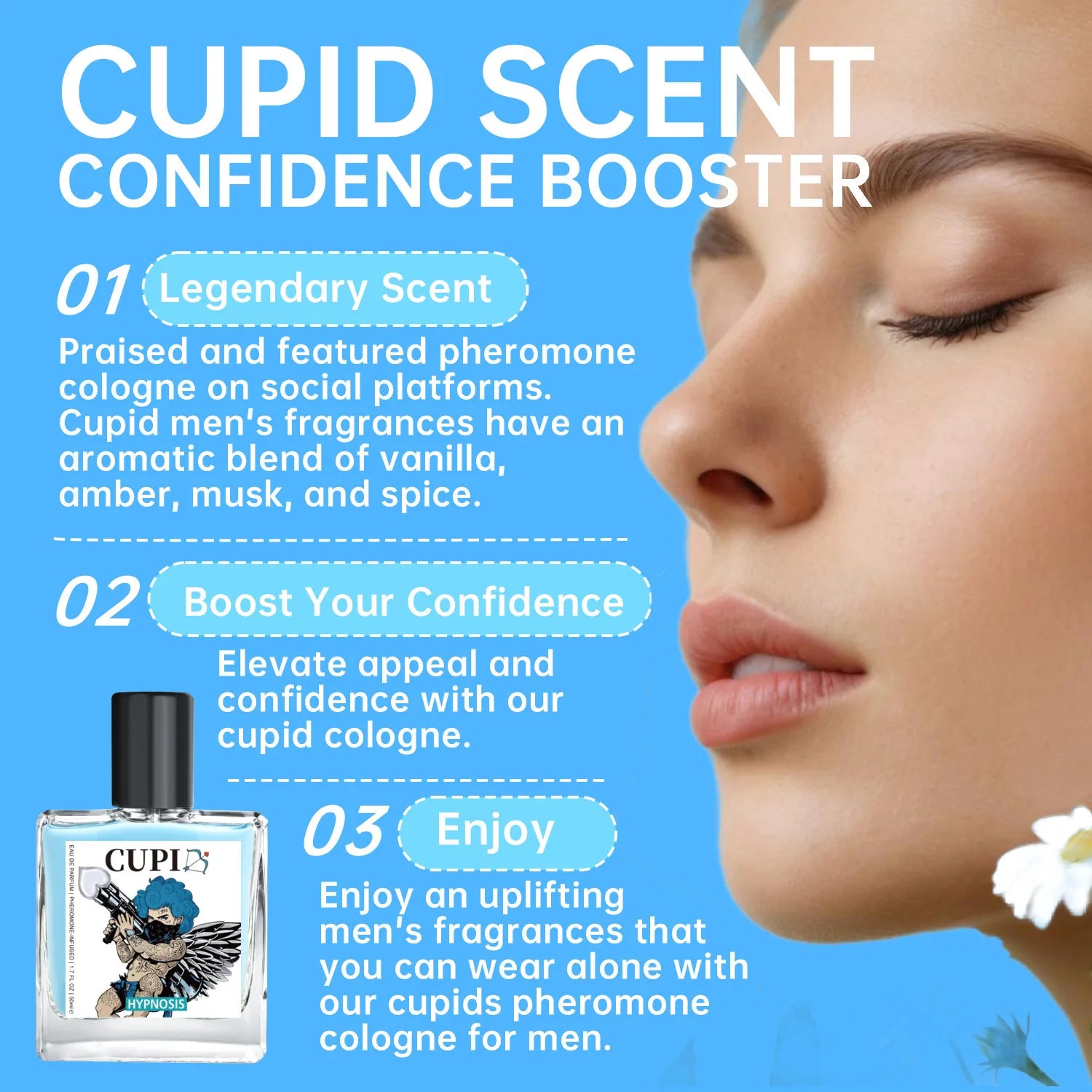 Cupid Hypnosis Cologne Perfume Pheromone Fragrance Spray of Man to Attract Women Flirting Scent Female Dating Angel Body Mist