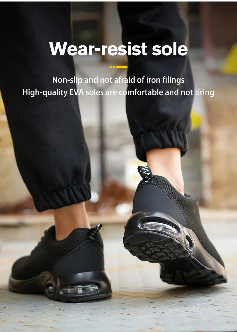 New Men Safety Shoes Anti-smash Anti-puncture Work Shoes Mesh Breathable Lightweight Work Sneakers Indestructible Slip-resistant