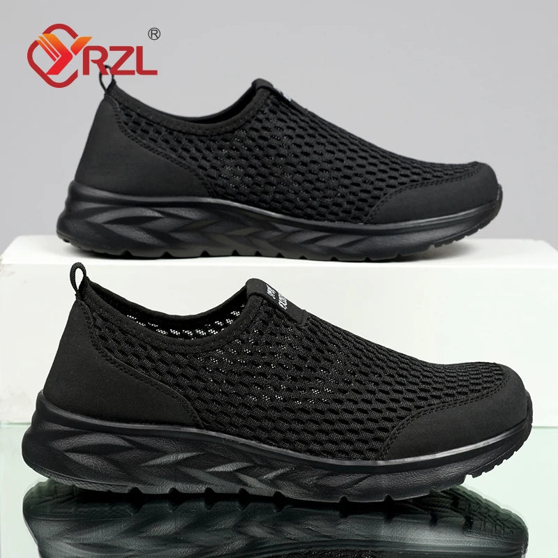 YRZL Men's Shoes Breathable Mesh Men Casual Shoes Outdoor Anti-Slip Large Size Loafers Walking Lightweight Mens Tennis Shoes