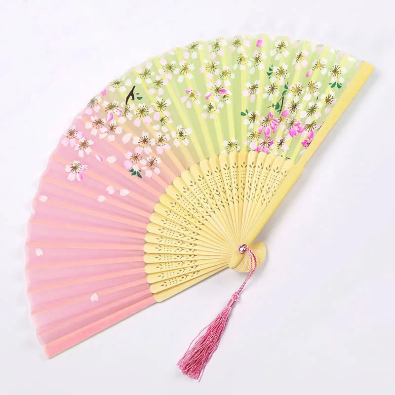 Chinese Fan Hand Folding Fan Bamboo Silk Women Black Fan Summer Female Dance Hand Folding Fan Party Gift Hand Fans For Women