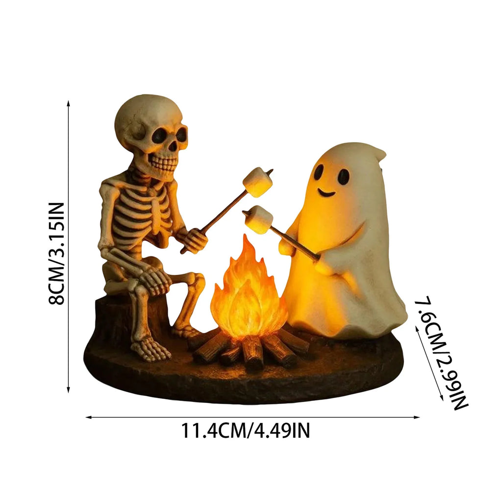 Halloween Skeleton Ghost Bonfire Night Lamp , Flickering Ghost Skeleton Decoration | Indoor Lighting for Mantel Bedside Living R