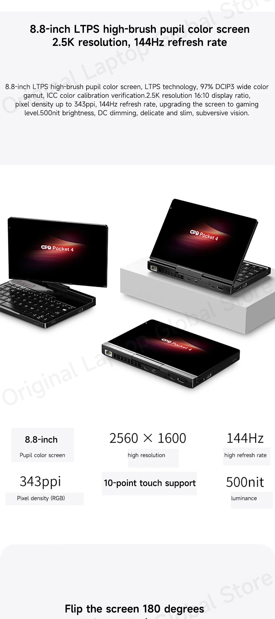 GPD Pocket 4 2025 Model AMD R7 8840U/AI 9 365/AI 9 HX 370 Processor 8.8-inch 2.5K Resolution 144 Hz Refresh Rate Mini Laptop