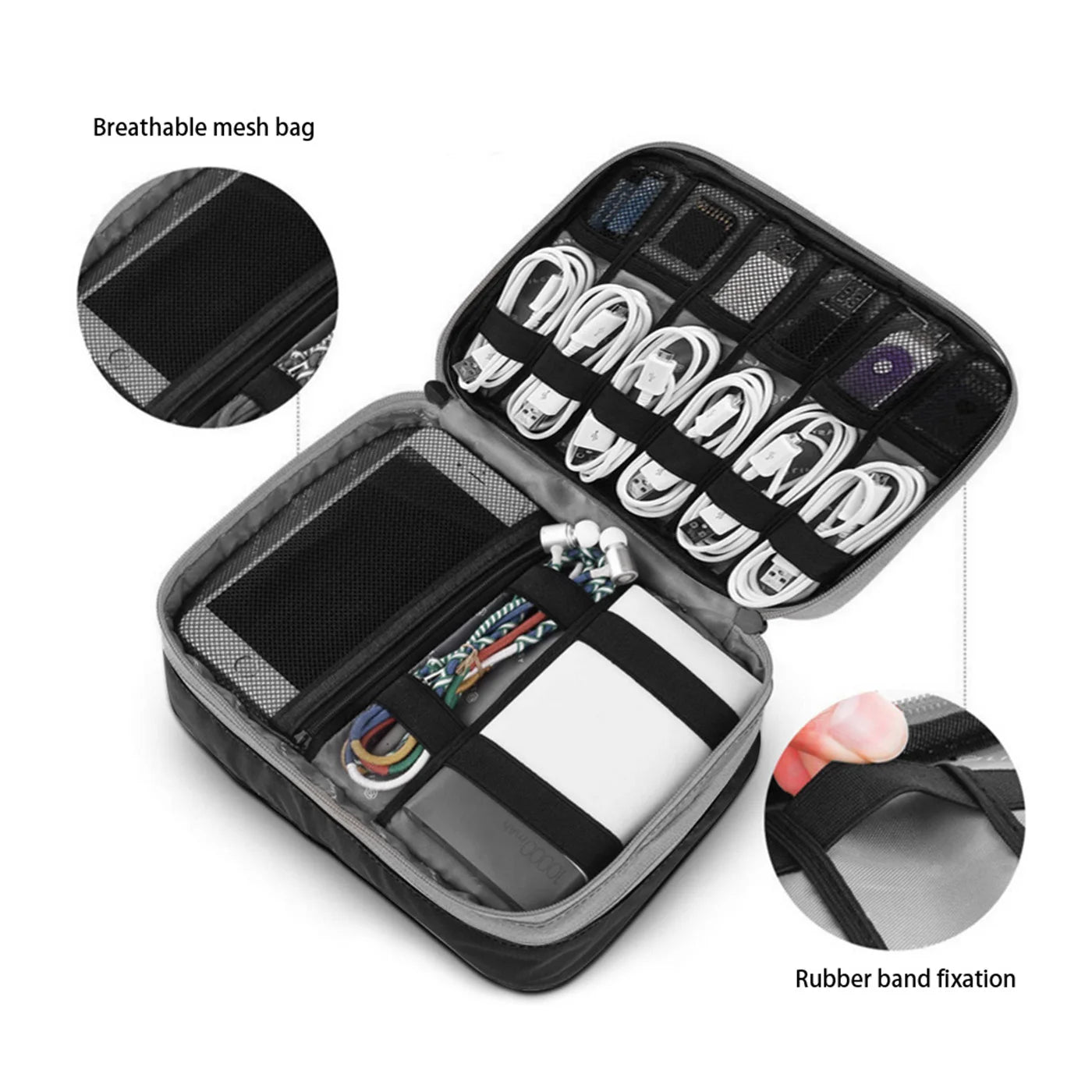 Clearance_Portable Electronic Accessories Travel case,Cable Organizer Bag Gadget Carry Bag for iPad,Cables,Power,USB Flash Drive