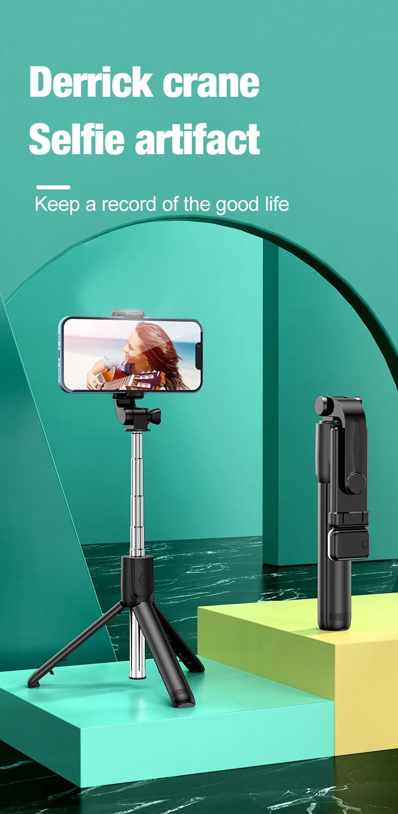 Bluetooth Cell Phone Selfie Stick Tripod Wireless Remote multifunctional Extendable Portable Phone Stand Live Streaming Video