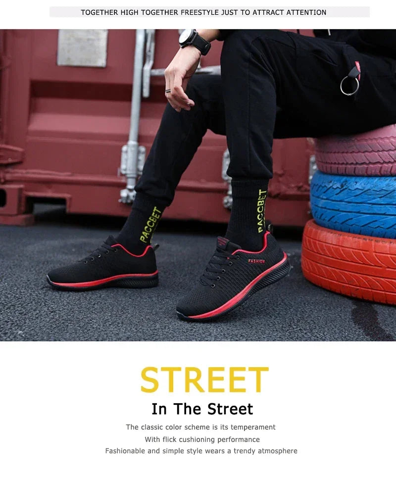 YRZL Men Shoes Breathable Mens Sneakers Comfortable Non Slip Casual Shoes Tenis Outdoor Lace Up Walking Sneakers for Men