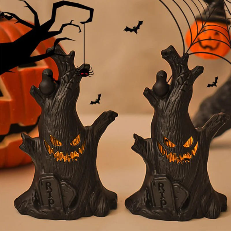 Halloween Decorations LED Ghost Lantern Candle Lights Stump Lanterns Holiday Ambience Ornaments Horror Decoration