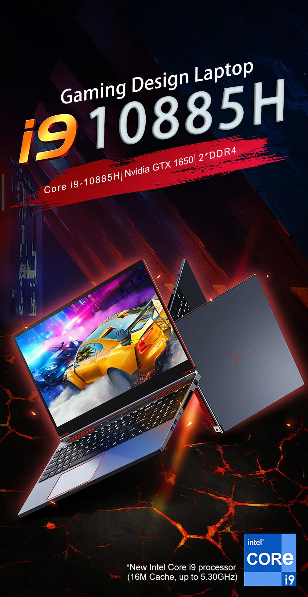 YSJMNPC Gaming Laptop Computer Intel Core i7-8750H GTX1650 4G 16.1 Inch IPS Screen RAM Max 64GB 2*DDR4 2*M.2 NVMe Windows11