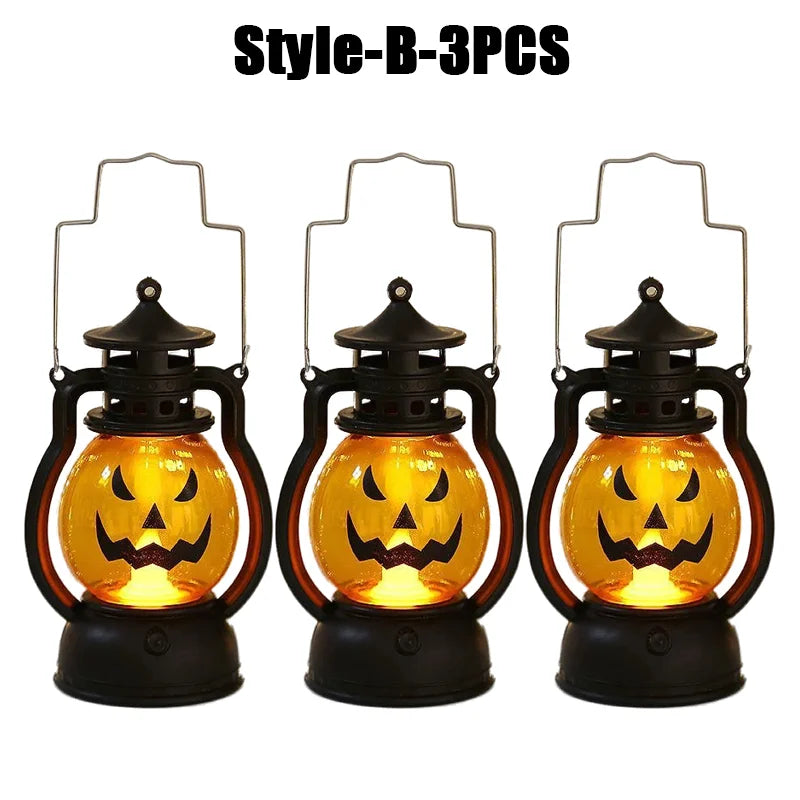Halloween Decorations LED Ghost Lantern Candle Lights Stump Lanterns Holiday Ambience Ornaments Horror Decoration