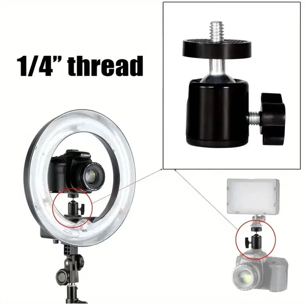 Hot Shoe 1/4 Screw Hole Tripod Mount Camera Head Adapter Ball Head with Lock LED Light Flash Bracket Holder For DSLR DV Cameras