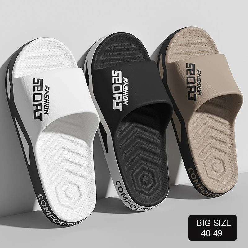 Big Size Men's Slippers Summer Anti-slip Slides PVC Soft Breathable Home Sandals For Men Women Couple Indoor Outdoor Shoes 40-47
