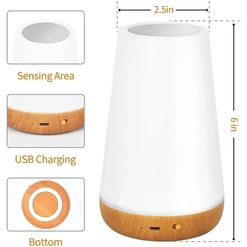 Light RGB 13 Color Changing Night  Remote Control Touch Dimmable Lamp Portable Table Bedside Lamps USB Rechargeable Night Lamp