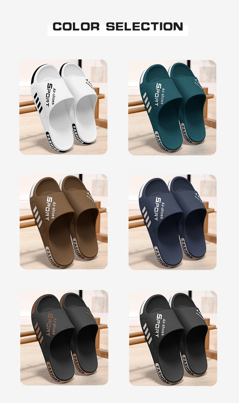 2024 Summer Men's Slippers Soft Bottom over Plus?size Men's Slippers Non-Slip Bathroom Slippers inside and outside Double Purpos