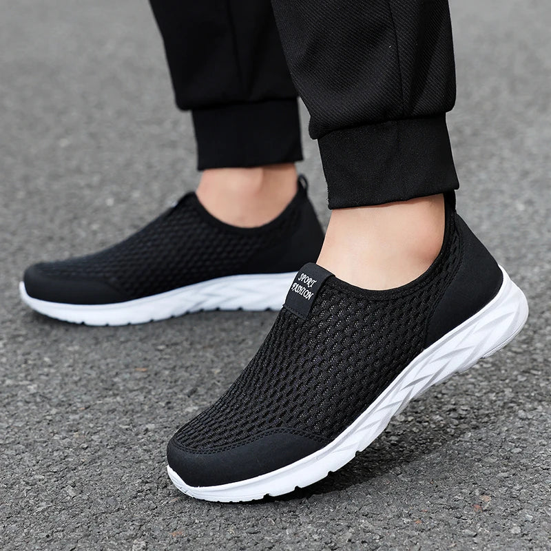 YRZL Men's Shoes Breathable Mesh Men Casual Shoes Outdoor Anti-Slip Large Size Loafers Walking Lightweight Mens Tennis Shoes