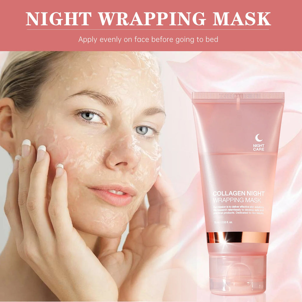 Lakerain Collagen Night Wrapping Mask Elasticity Hydration Care Reduces Sagging & Dullness Hydrolyzed Collagen For Glowing Skin