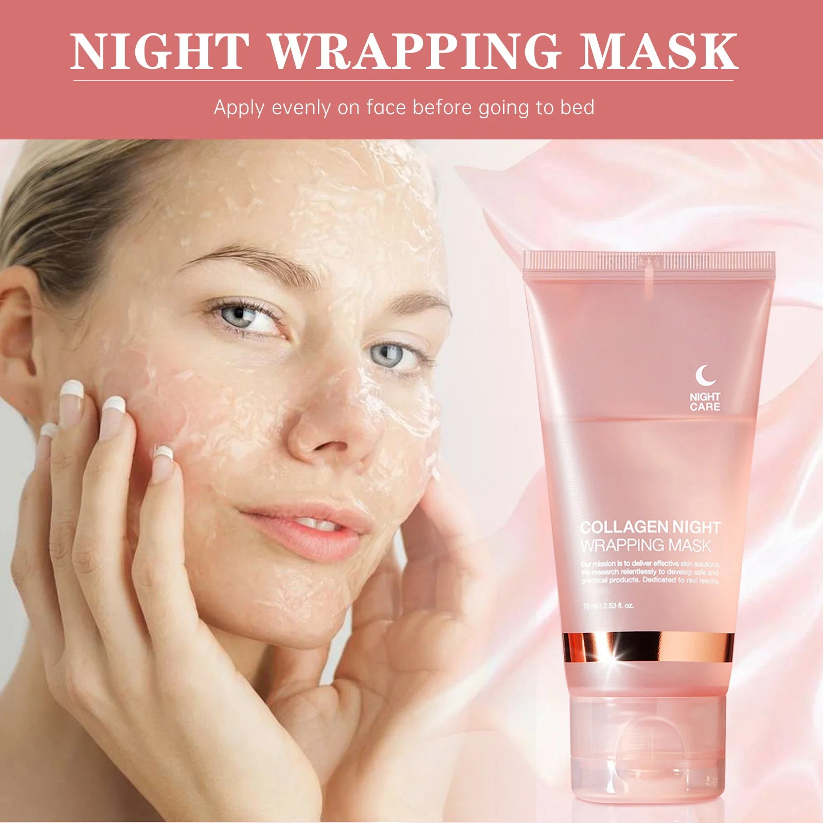 Lakerain Collagen Night Wrapping Mask Elasticity Hydration Care Reduces Sagging & Dullness Hydrolyzed Collagen For Glowing Skin