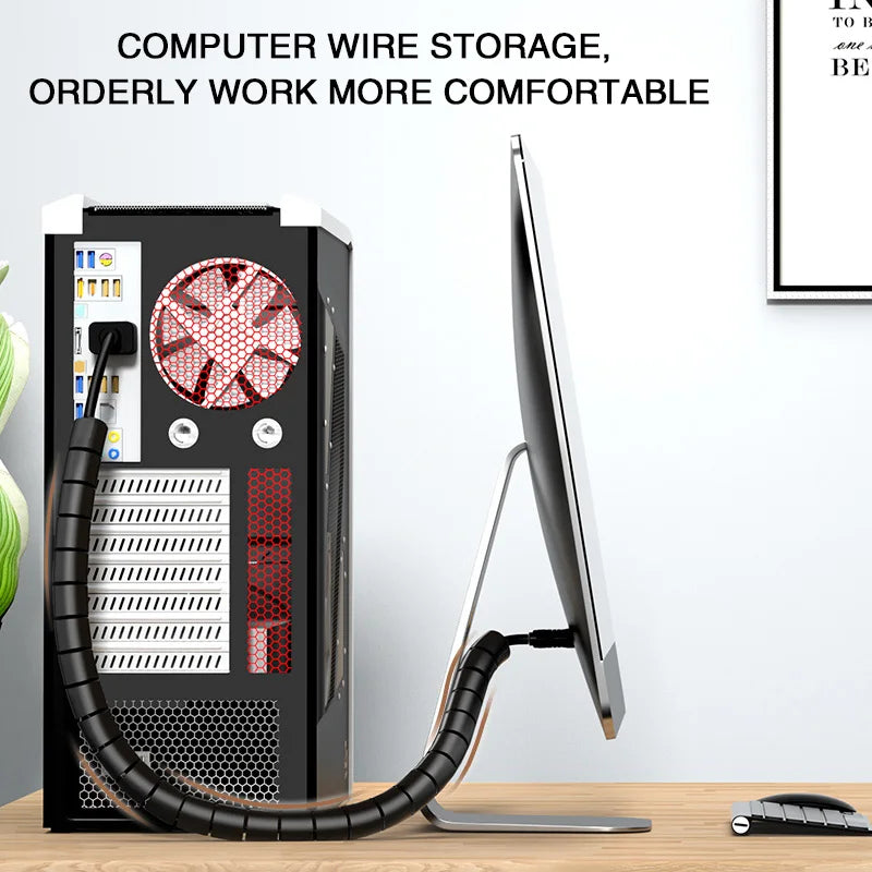 2M Flexible Spiral Cable Organizer Clips Storage Pipe Cord Protector Management Cable Winder Desk Tidy Cable Accessories Tools