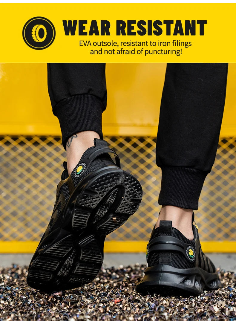 Rotary Buckle Work Sneakers Protective Shoes Lightweight Safety Shoes Puncture-Proof Anti-smash Steel Toe Shoes Work Footwear