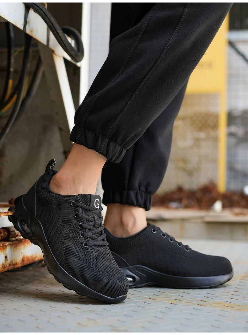 New Men Safety Shoes Anti-smash Anti-puncture Work Shoes Mesh Breathable Lightweight Work Sneakers Indestructible Slip-resistant