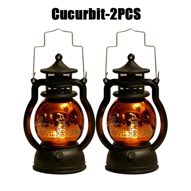 Halloween Decorations LED Ghost Lantern Candle Lights Stump Lanterns Holiday Ambience Ornaments Horror Decoration