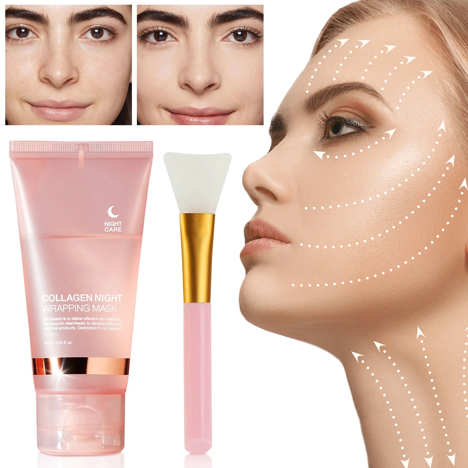 Lakerain Collagen Night Wrapping Mask Elasticity Hydration Care Reduces Sagging & Dullness Hydrolyzed Collagen For Glowing Skin