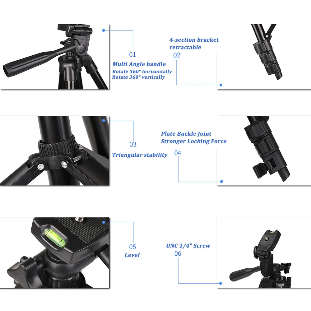 Portable Cellphone Tripod Stand for Selfie Mobile Phone Holder Tripie 3120 Smartphone Tripod with Flexible Legs Picture Taking