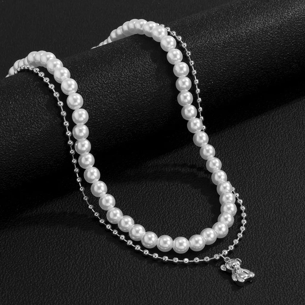 Elegant Pearl Necklace For Women Heart Pendant Necklaces Luxury Imitation Pearls Chain Necklaces Korean Jewelry Girls Gifts-7226