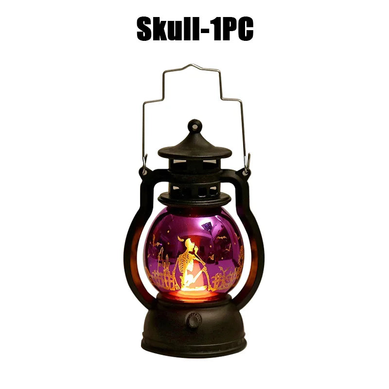 Halloween Decorations LED Ghost Lantern Candle Lights Stump Lanterns Holiday Ambience Ornaments Horror Decoration