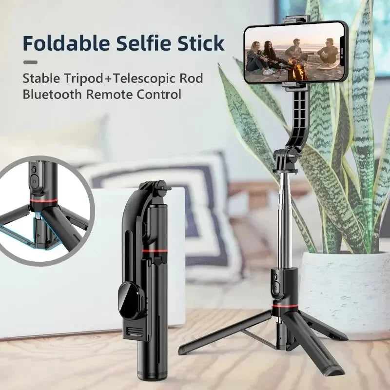 Wireless Selfie Stick for Smartphone, Foldable Tripod with Bluetooth Remote, Portable Stand, Vlog Shooting Record, 44"