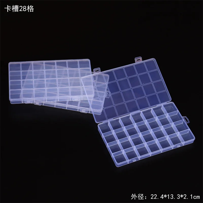 15 24 28 Grid Transparent Fixed With Slot Beaded Anti-string Grid Plastic Storage Box Jewelry Classification Parts Division Box