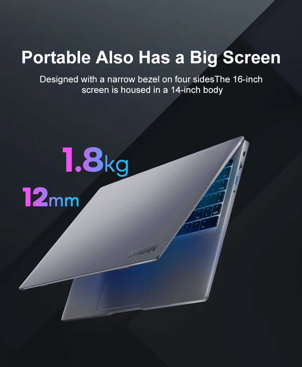 Ninkear Gaming Laptop N16 Pro 16-Inch 13th Gen Intel i7-13620H 32GB DDR4+1TB SSD 2.5K IPS 120Hz Fingerprint Unlock WiFi 6