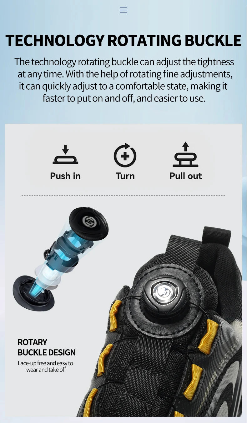 Rotary Buckle Work Sneakers Protective Shoes Lightweight Safety Shoes Puncture-Proof Anti-smash Steel Toe Shoes Work Footwear