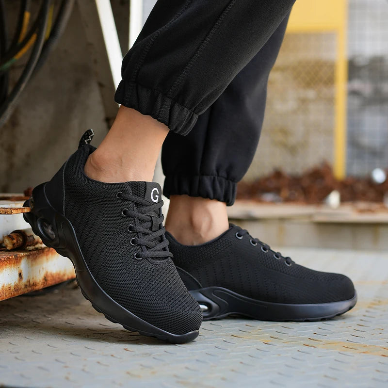 New Men Safety Shoes Anti-smash Anti-puncture Work Shoes Mesh Breathable Lightweight Work Sneakers Indestructible Slip-resistant