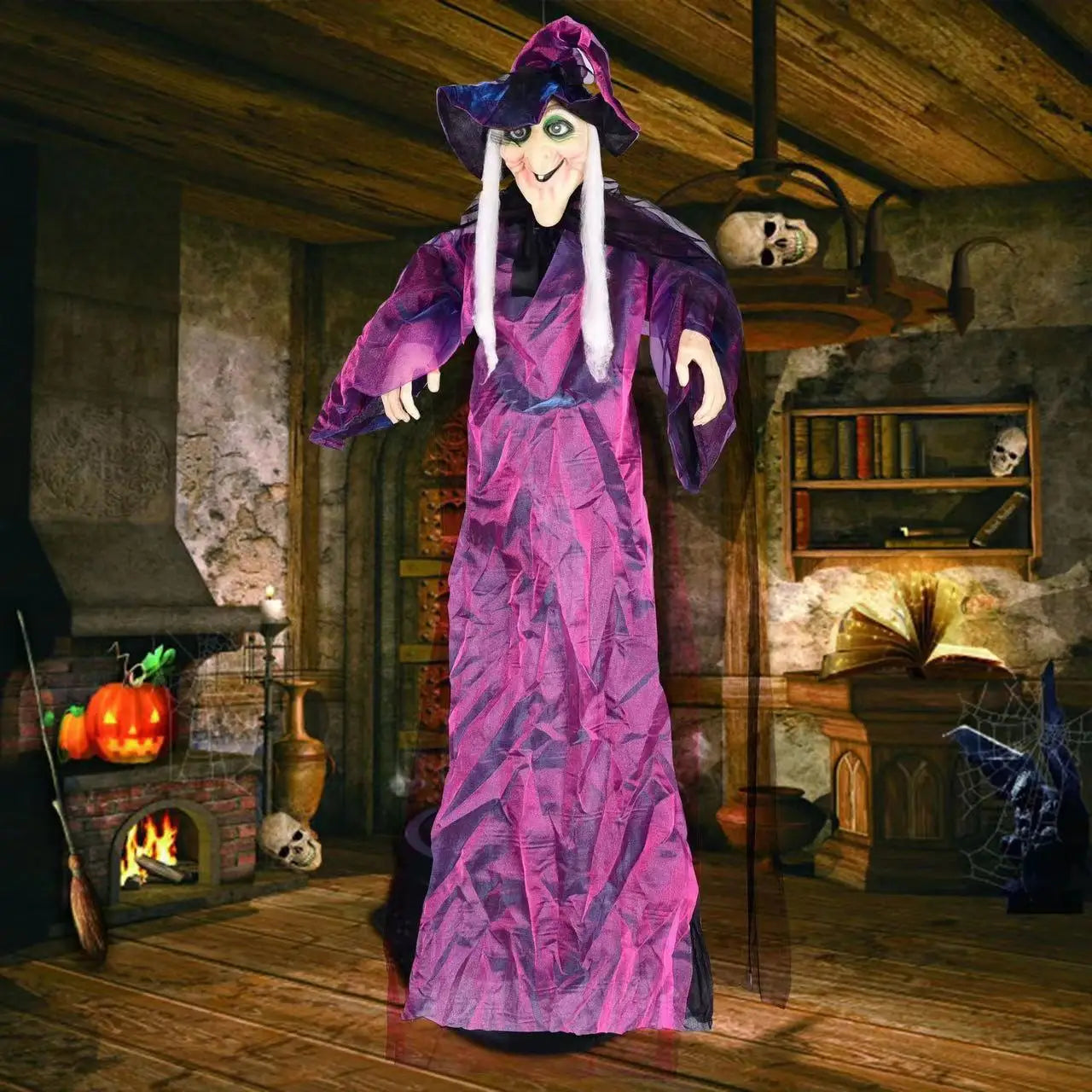 Halloween Witch Ghost Decor Horror Pendant Glowing Prank Props Electric Toys Haunted House Bar Club Home Festival Decoration