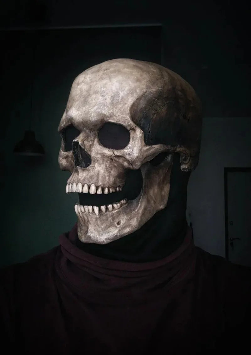 Halloween Latex Skull Mask, Horror Decoration, Full Head Skull Helmet, Movable Jaw, Party Costume Props, Gifts，carnival Dress Up