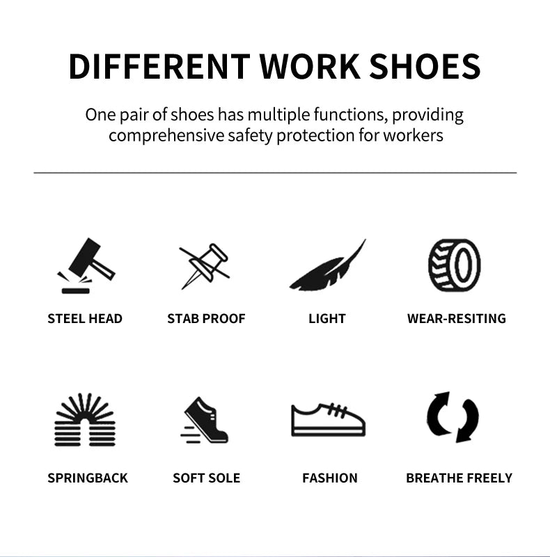 Rotary Buckle Work Sneakers Protective Shoes Lightweight Safety Shoes Puncture-Proof Anti-smash Steel Toe Shoes Work Footwear