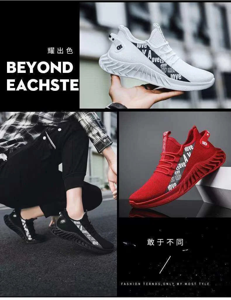 Men's mesh breathable casual sneakers summer soft sole non-slip comfort outdoor running shoes fashion student light sports shoes
