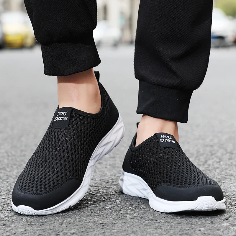 YRZL Men's Shoes Breathable Mesh Men Casual Shoes Outdoor Anti-Slip Large Size Loafers Walking Lightweight Mens Tennis Shoes