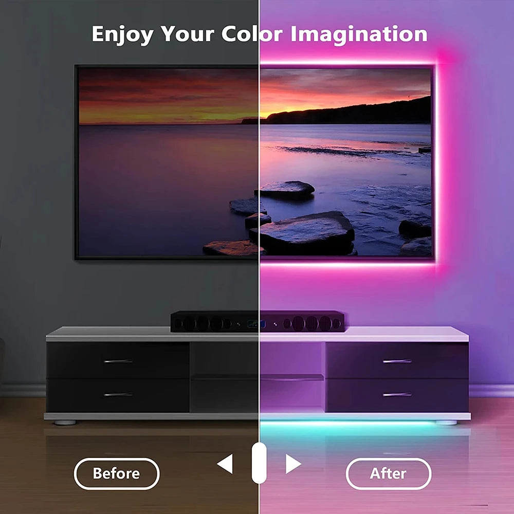 LED TV Backlights,5V USB LED Strip Lights with Bluetooth 24 Keys Remote,5050 RGB DIY Color Changing Lights for Bedroom Party