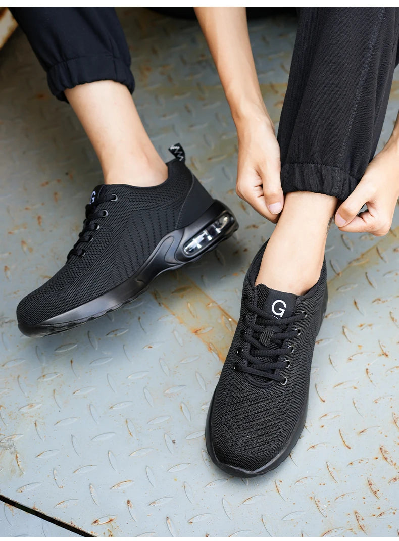 New Men Safety Shoes Anti-smash Anti-puncture Work Shoes Mesh Breathable Lightweight Work Sneakers Indestructible Slip-resistant