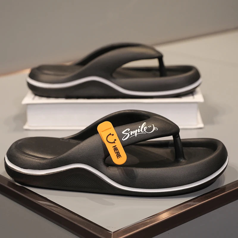 Summer Men's Flip Flops Soft Sole EVA Slippers for Men Outdoor Casual Beach Shoes Home Slippers Non-slip Bathroom Slides Shoes