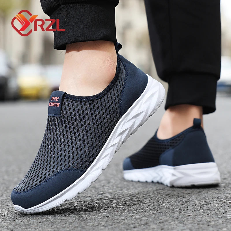 YRZL Men's Shoes Breathable Mesh Men Casual Shoes Outdoor Anti-Slip Large Size Loafers Walking Lightweight Mens Tennis Shoes
