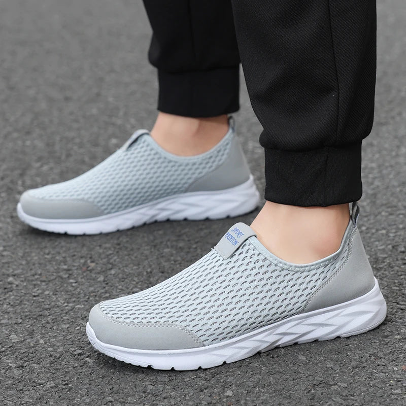 YRZL Men's Shoes Breathable Mesh Men Casual Shoes Outdoor Anti-Slip Large Size Loafers Walking Lightweight Mens Tennis Shoes